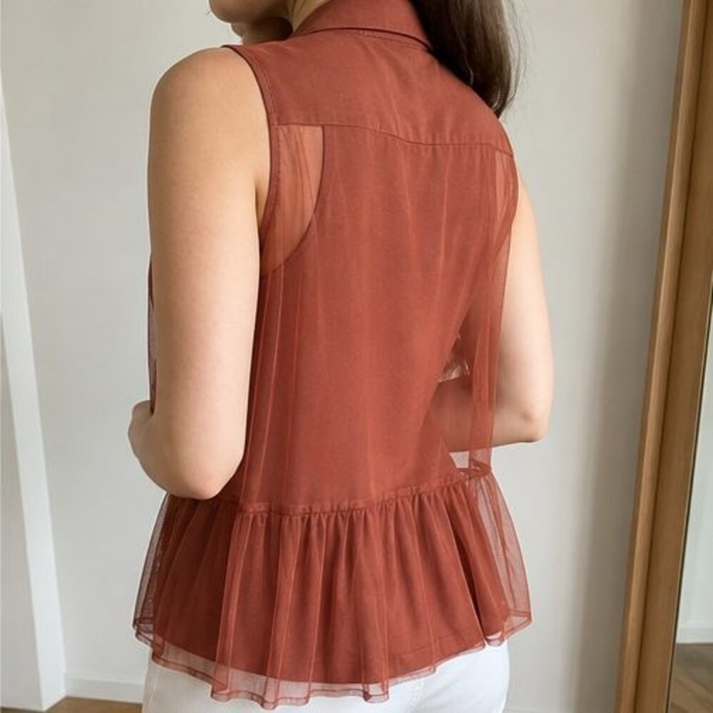 Rust Pleated Blouse - Picture 3 of 6